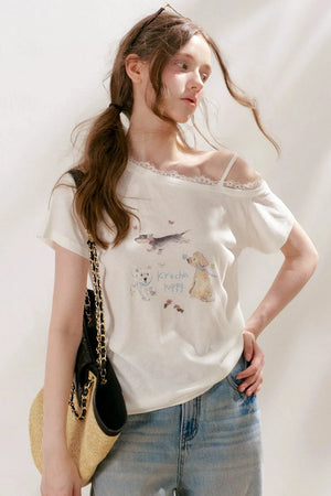 Lyocell Lace Trim Puppy Top