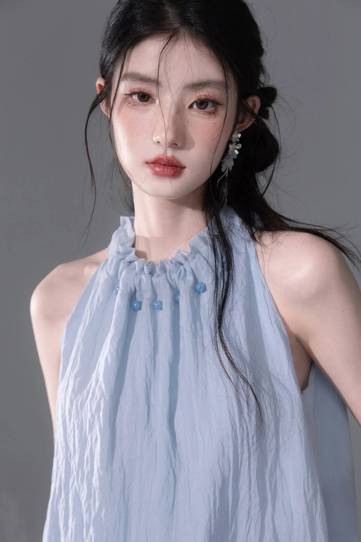 Lyocell Lace-Up Halter Top and Skirt Set