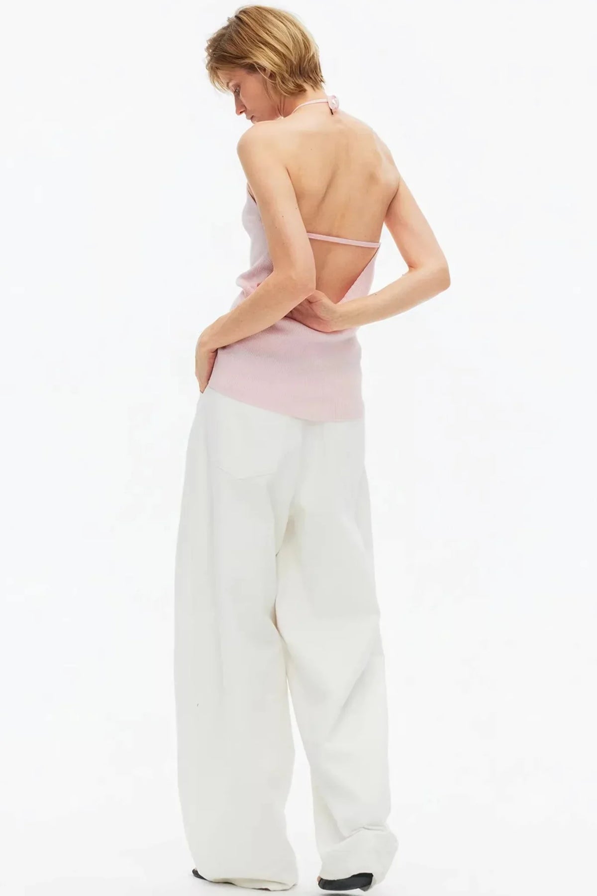 Lyocell Lace-Up Ribbed Vest