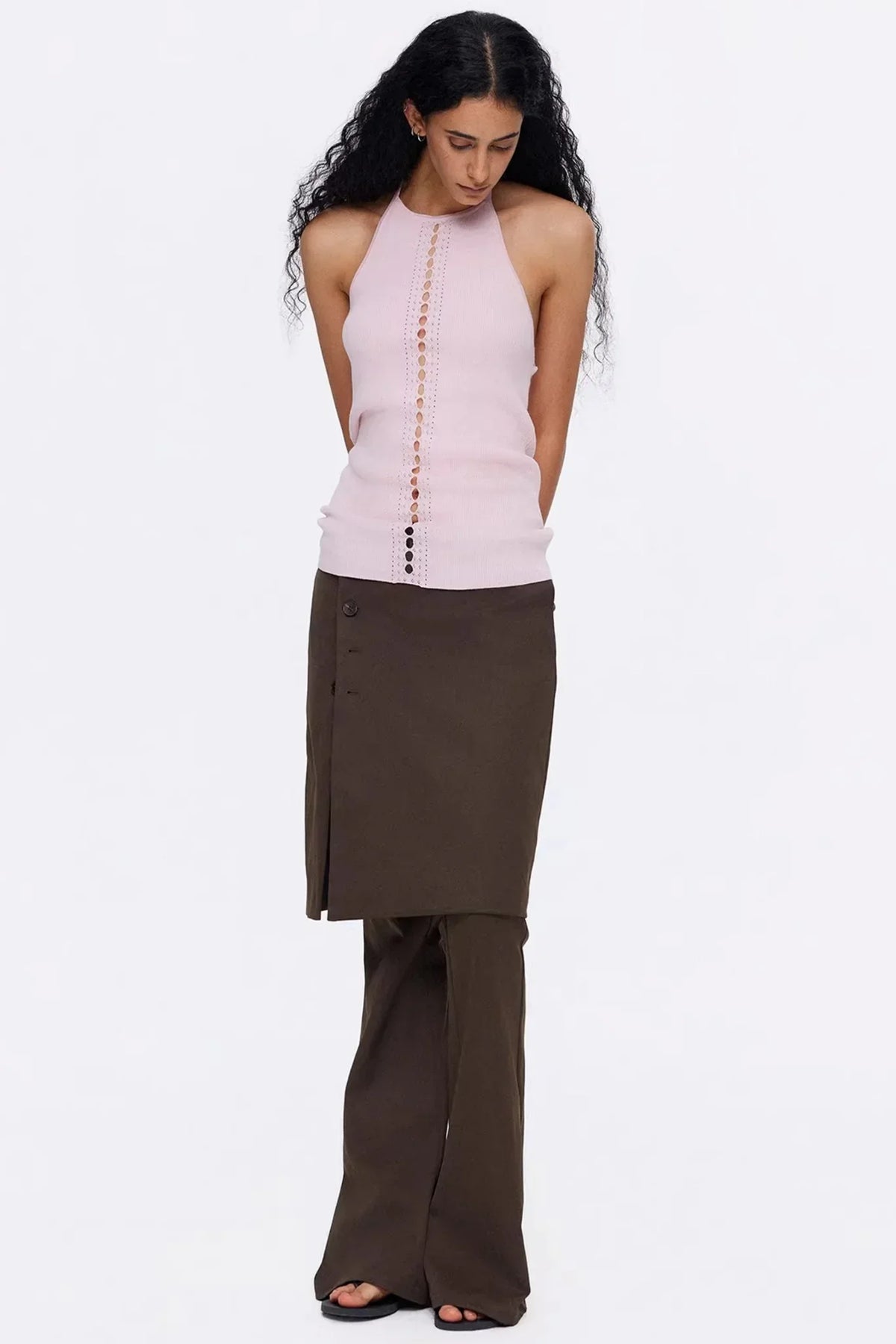 Lyocell Lace-Up Ribbed Vest
