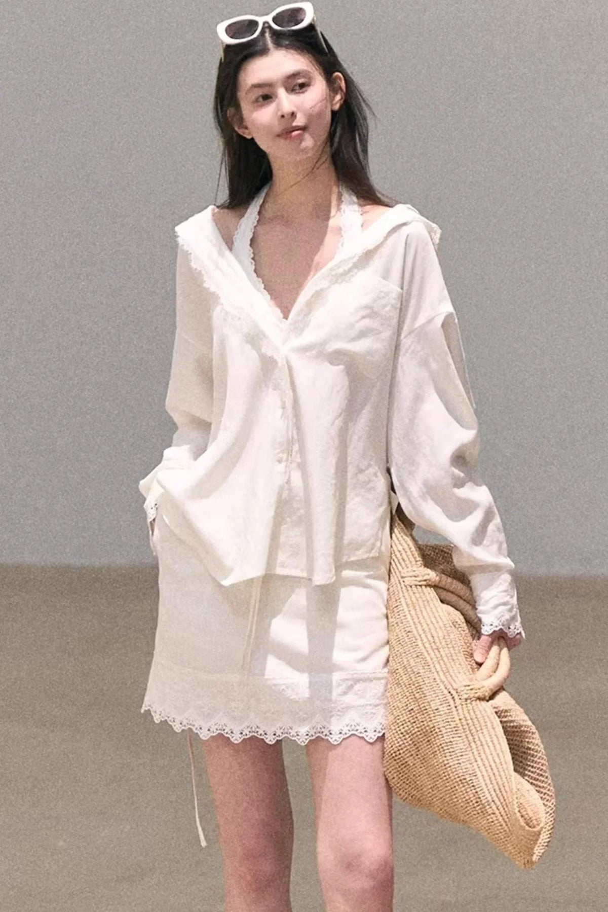 Lyocell Lace Vacation Shirt Set-Up