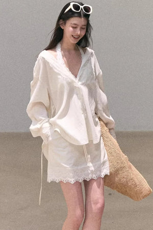 Lyocell Lace Vacation Shirt Set-Up