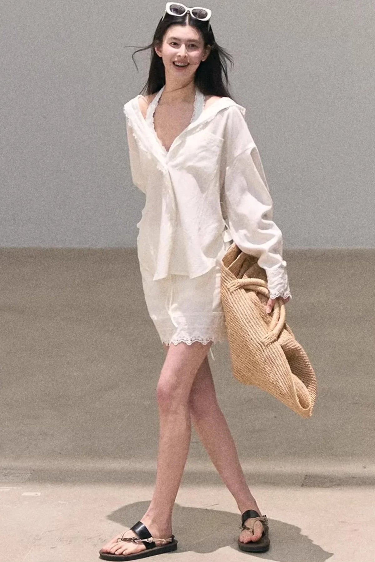 Lyocell Lace Vacation Shirt Set-Up
