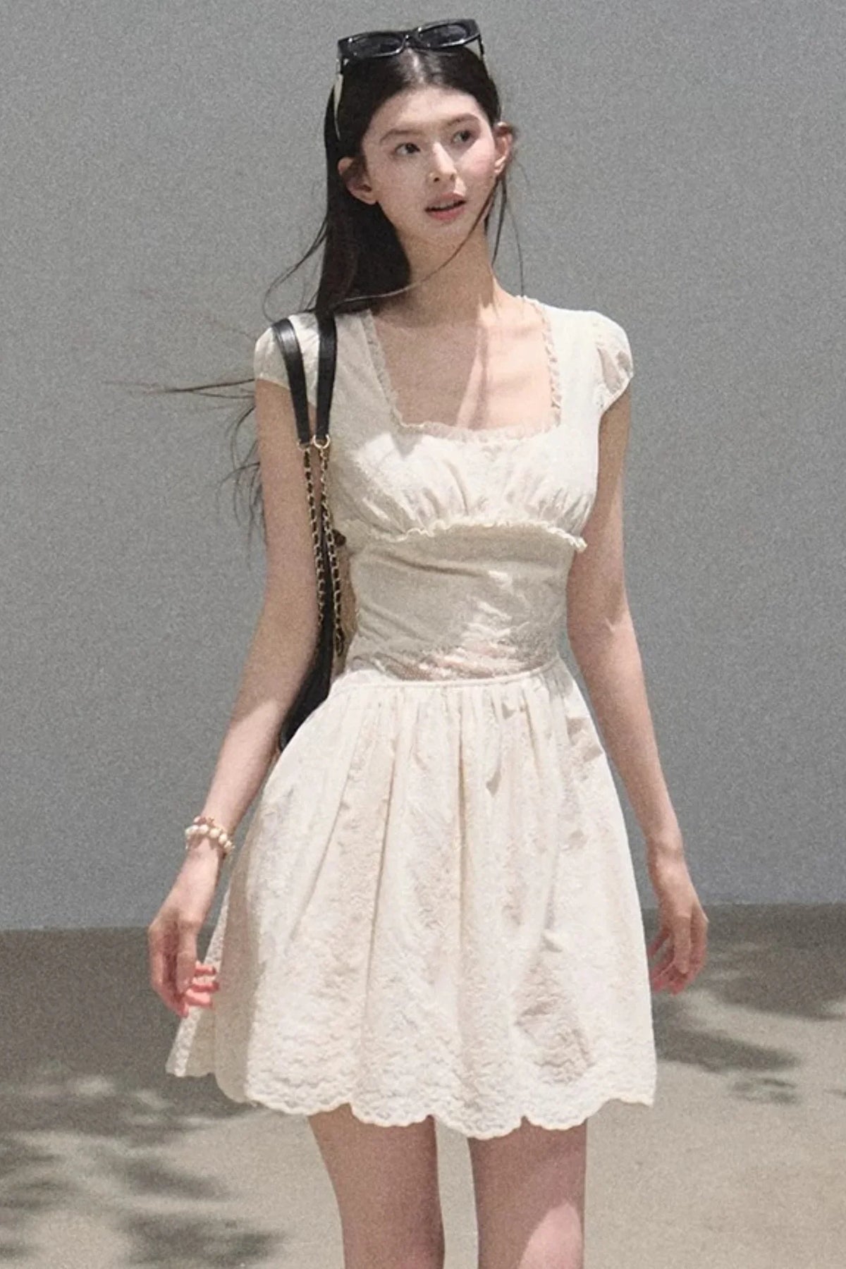 Lyocell Lace Waist-Cinching Dress