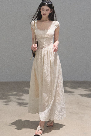 Lyocell Lace Waist-Cinching Dress
