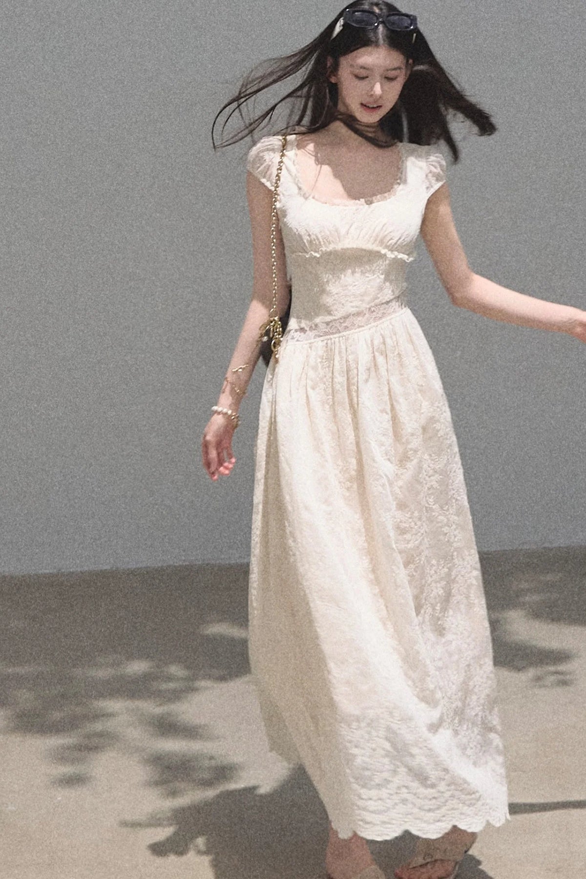 Lyocell Lace Waist-Cinching Dress