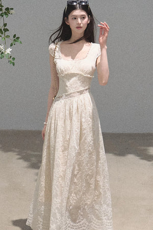 Lyocell Lace Waist-Cinching Dress