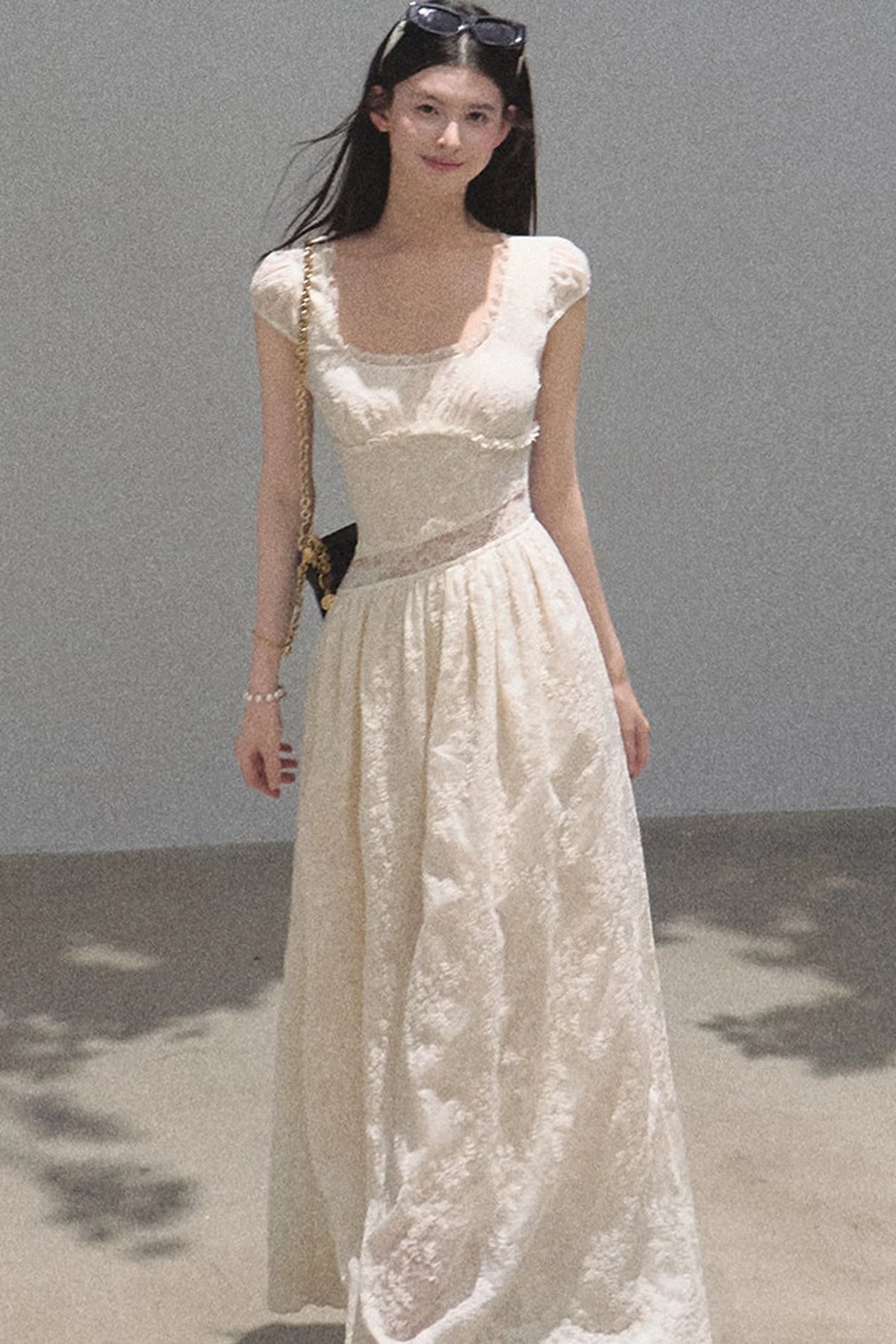 Lyocell Lace Waist-Cinching Dress