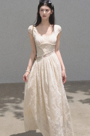 Lyocell Lace Waist-Cinching Dress