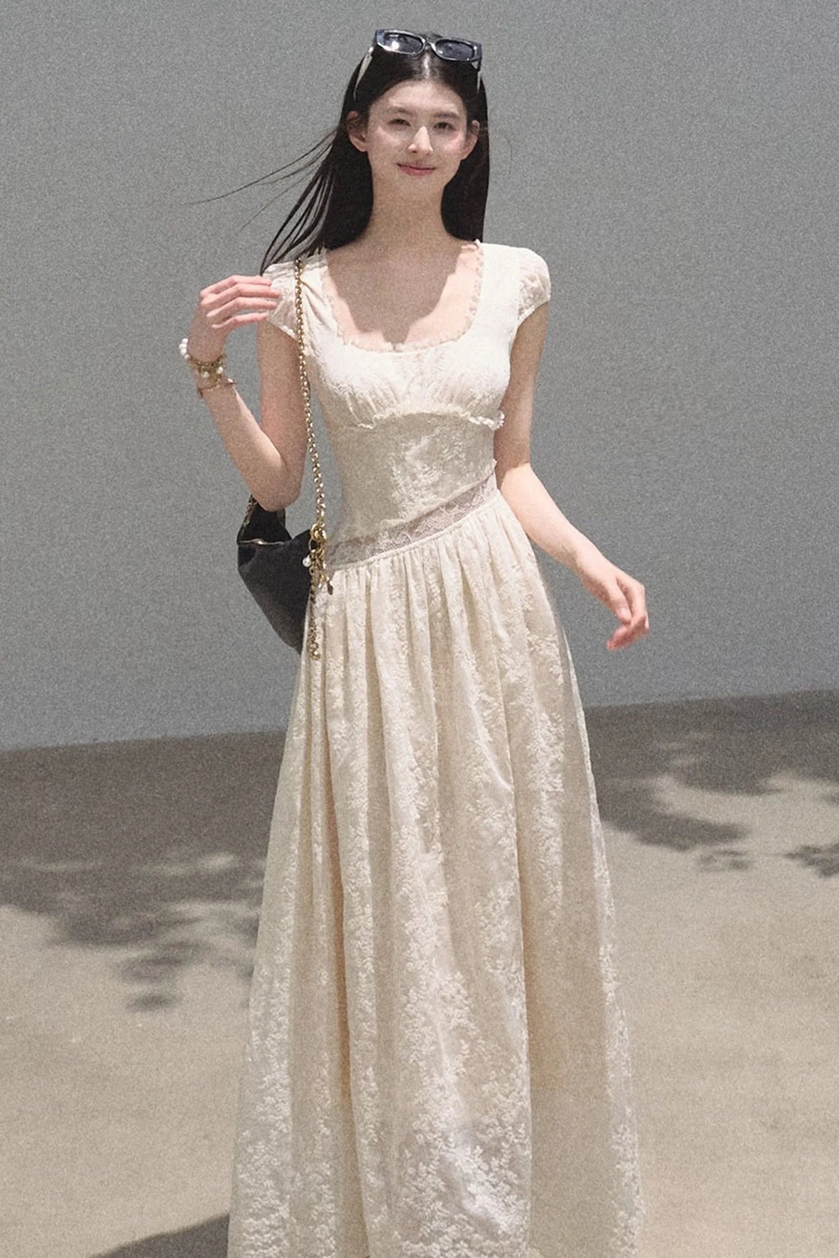 Lyocell Lace Waist-Cinching Dress