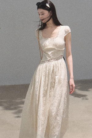 Lyocell Lace Waist-Cinching Dress
