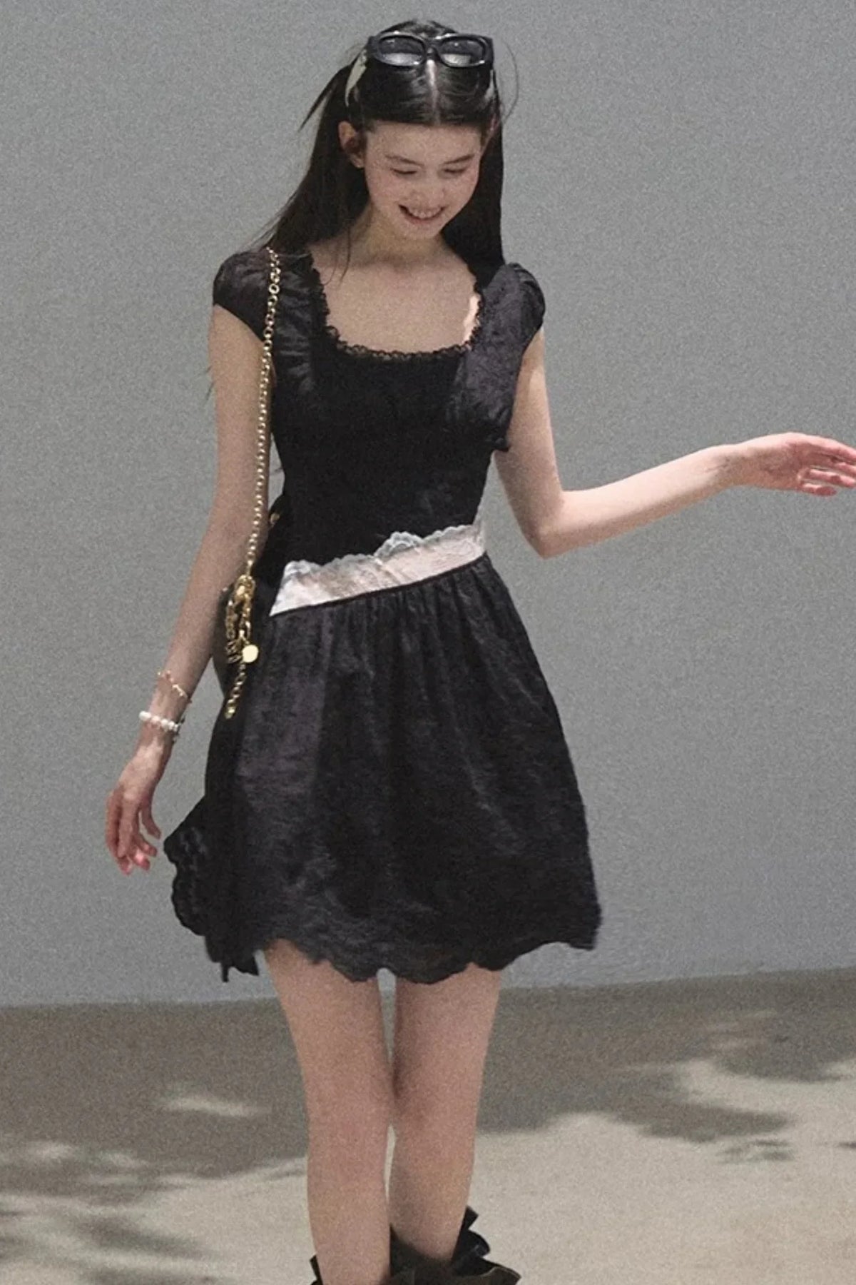 Lyocell Lace Waist-Cinching Dress