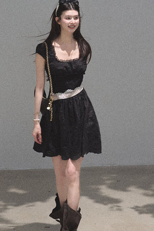 Lyocell Lace Waist-Cinching Dress