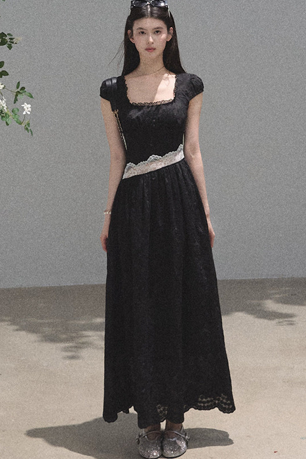 Lyocell Lace Waist-Cinching Dress