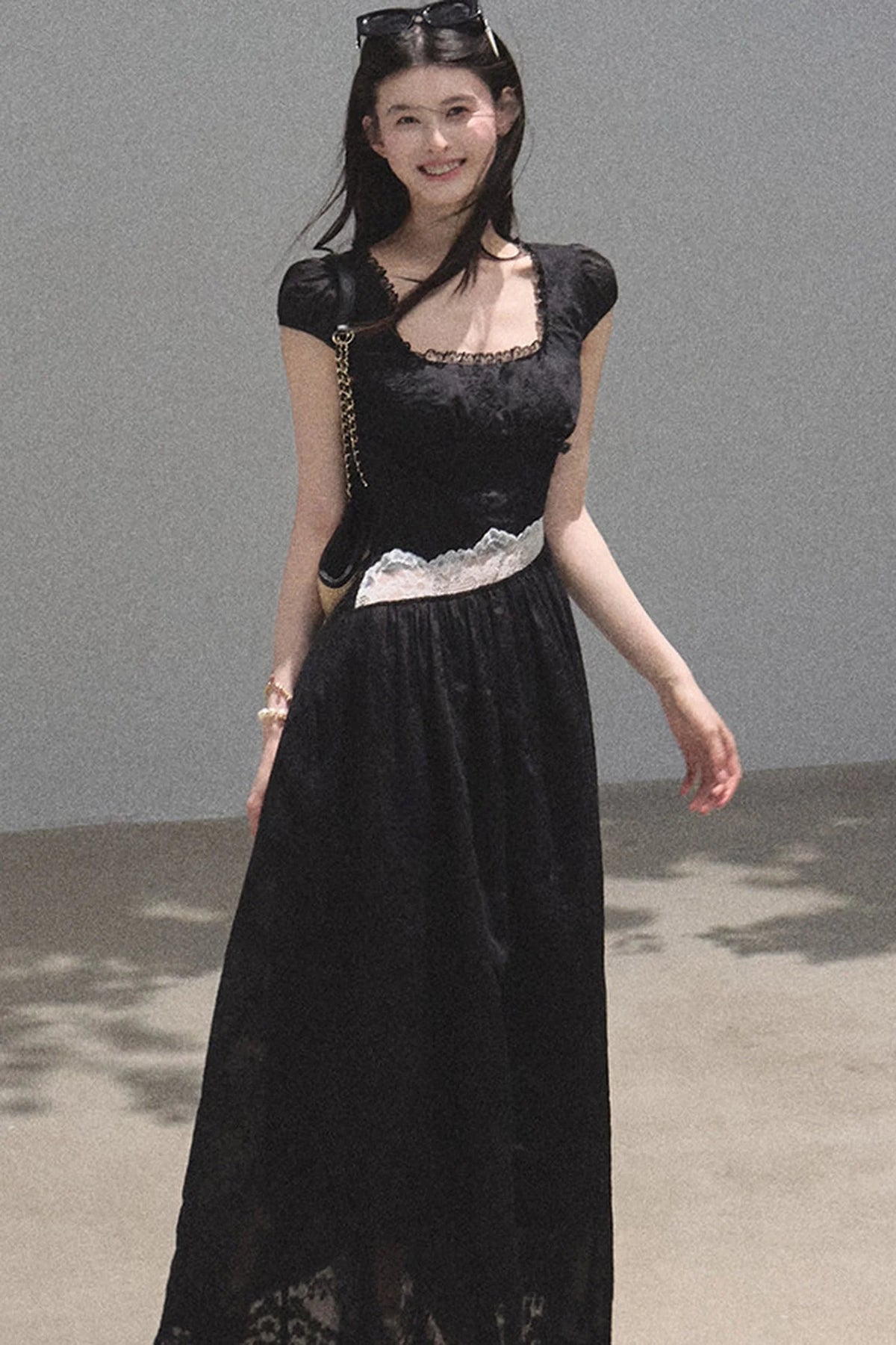 Lyocell Lace Waist-Cinching Dress