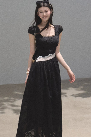 Lyocell Lace Waist-Cinching Dress
