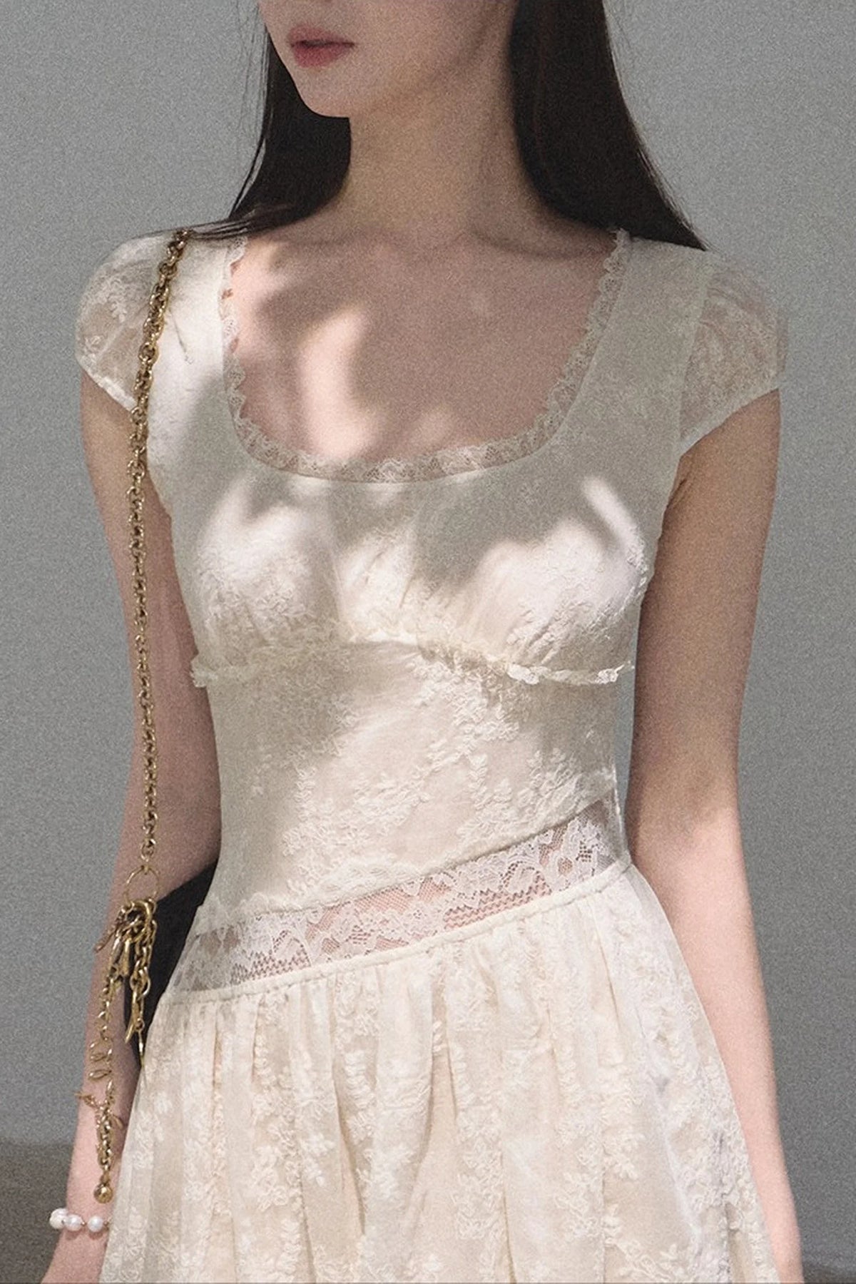 Lyocell Lace Waist-Cinching Dress