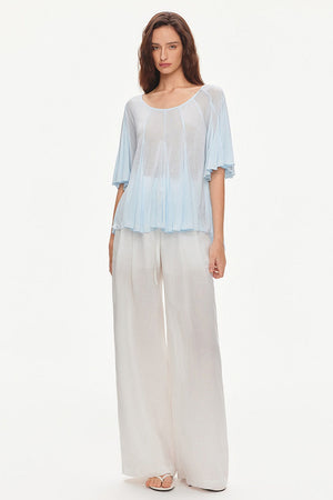 Lyocell Linen Blend Wide-Leg Pants