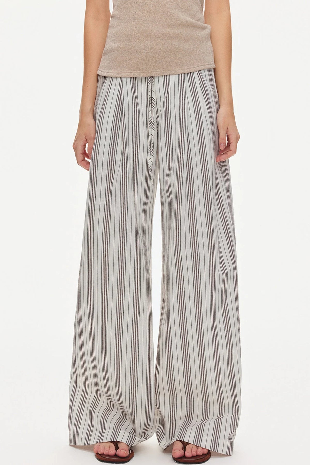 Lyocell Linen Blend Wide-Leg Pants