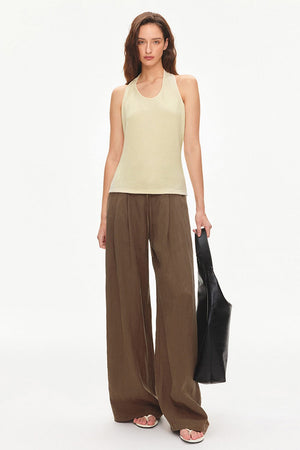 Lyocell Linen Blend Wide-Leg Pants