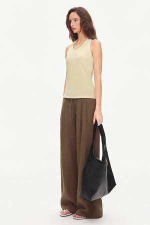Lyocell Linen Blend Wide-Leg Pants