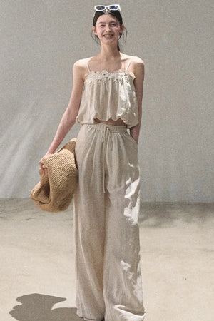 Lyocell Linen Camisole and Pants Set-Up