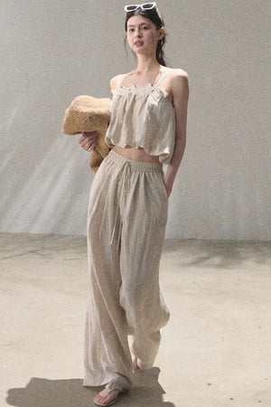 Lyocell Linen Camisole and Pants Set-Up