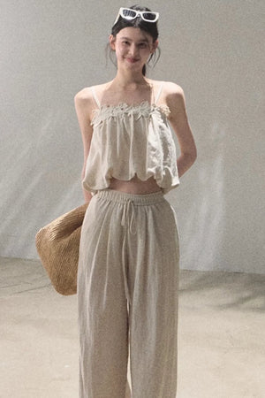 Lyocell Linen Camisole and Pants Set-Up