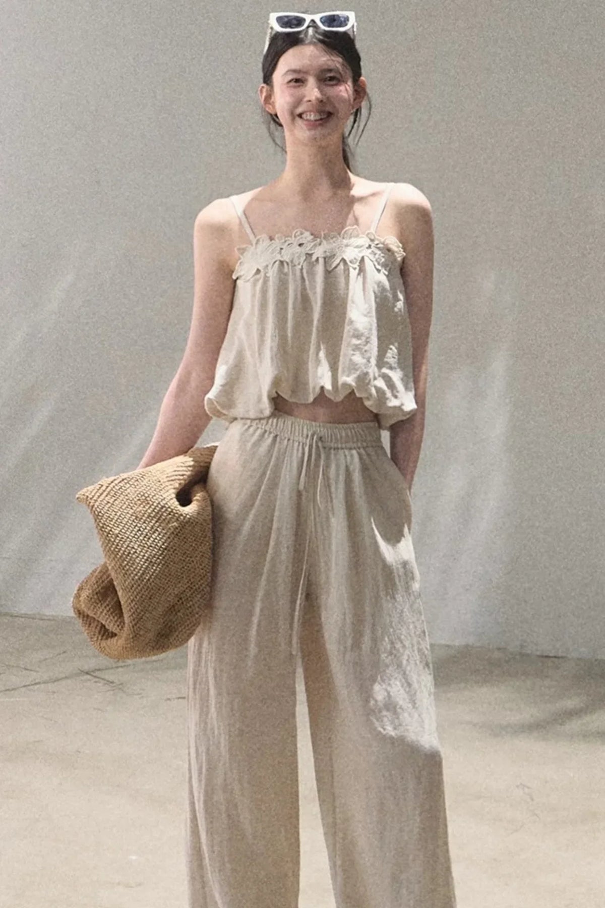 Lyocell Linen Camisole and Pants Set-Up
