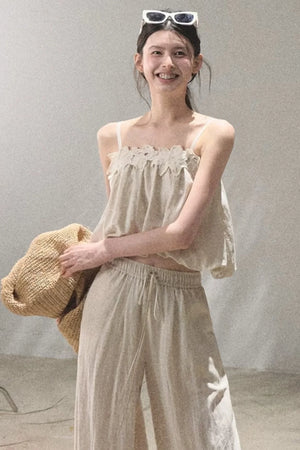 Lyocell Linen Camisole and Pants Set-Up