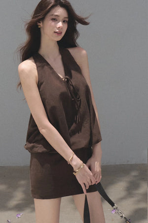 Lyocell Linen Halter Dress