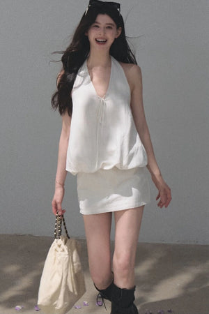 Lyocell Linen Halter Dress