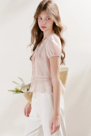 Lyocell Linen Lace Blouse