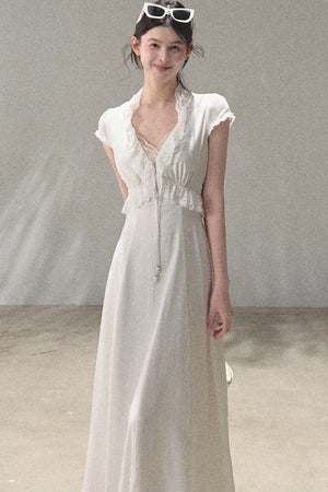 Lyocell Linen Lace Dress Set