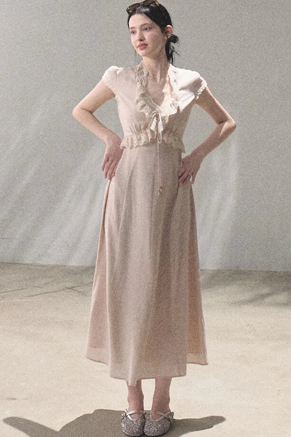 Lyocell Linen Lace Dress Set