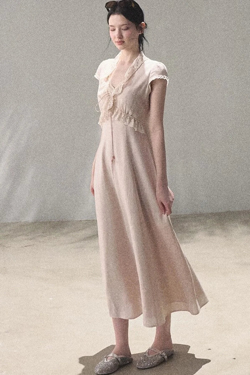 Lyocell Linen Lace Dress Set