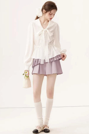 Lyocell Navy Collar Top