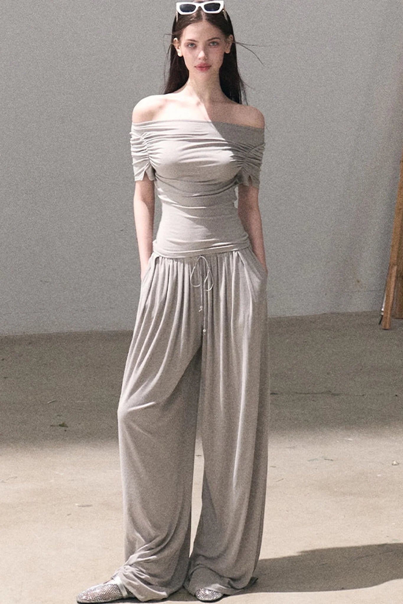 Lyocell Off-Shoulder Two-Piece Set-Up