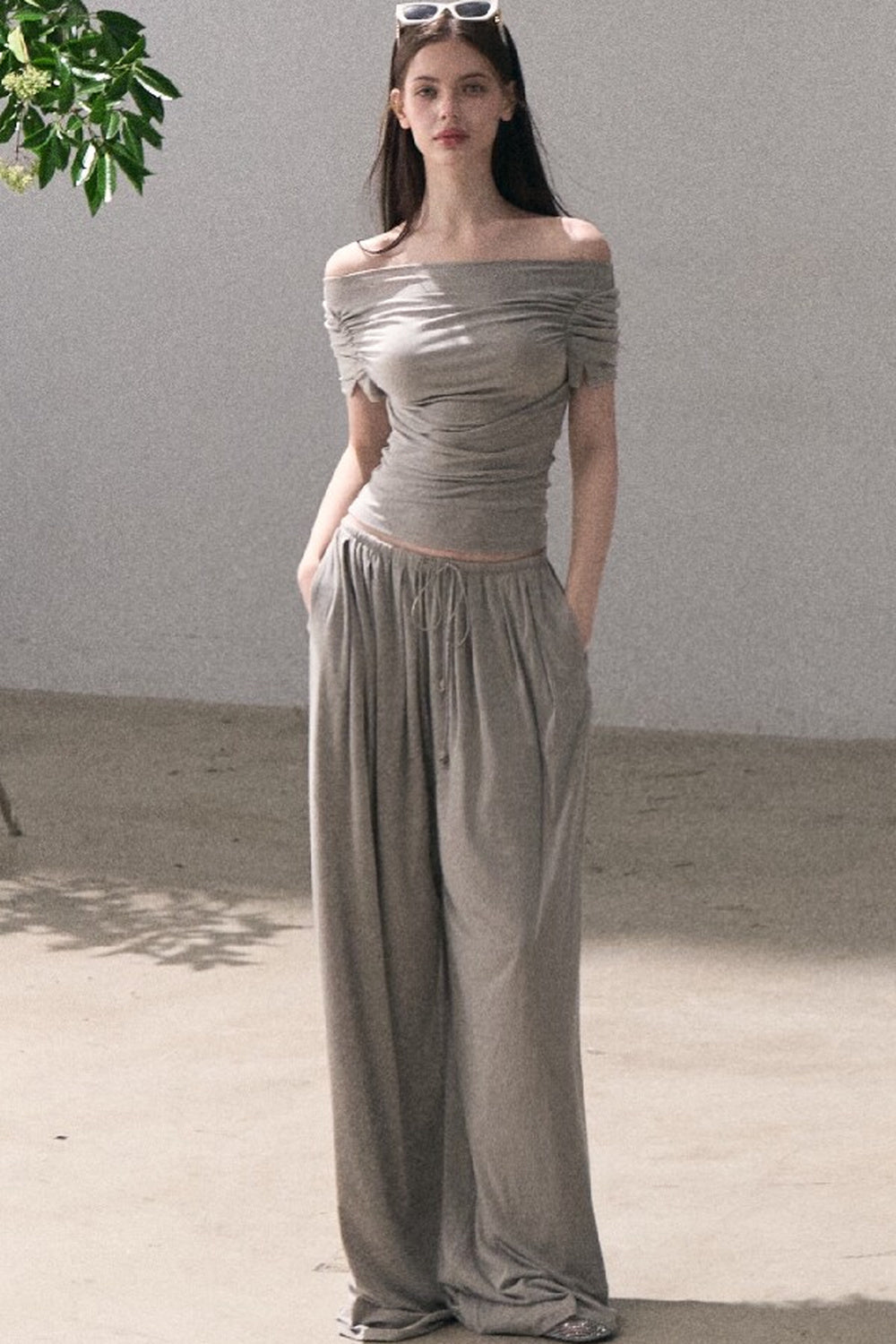 Lyocell Off-Shoulder Two-Piece Set-Up