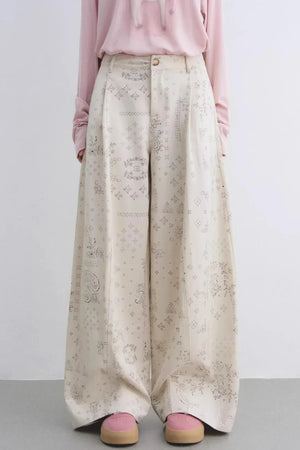 Lyocell Paisley Wide-Leg Pants