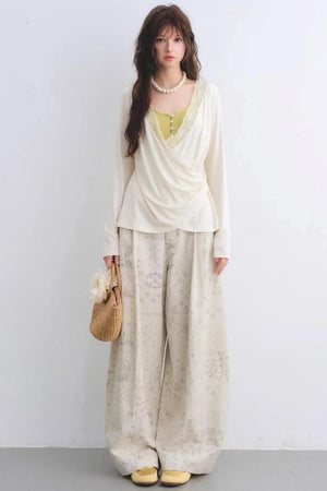 Lyocell Paisley Wide-Leg Pants