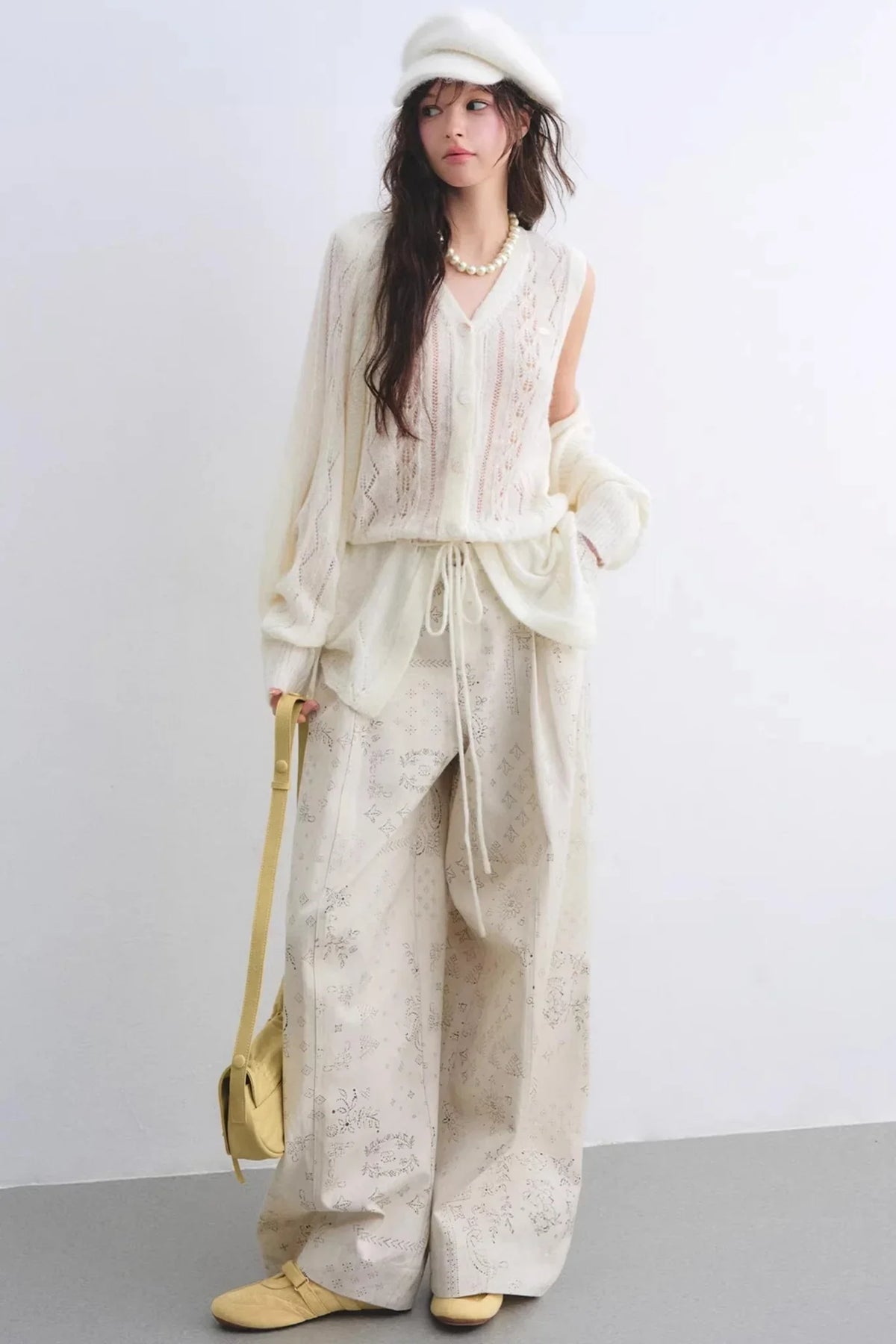 Lyocell Paisley Wide-Leg Pants