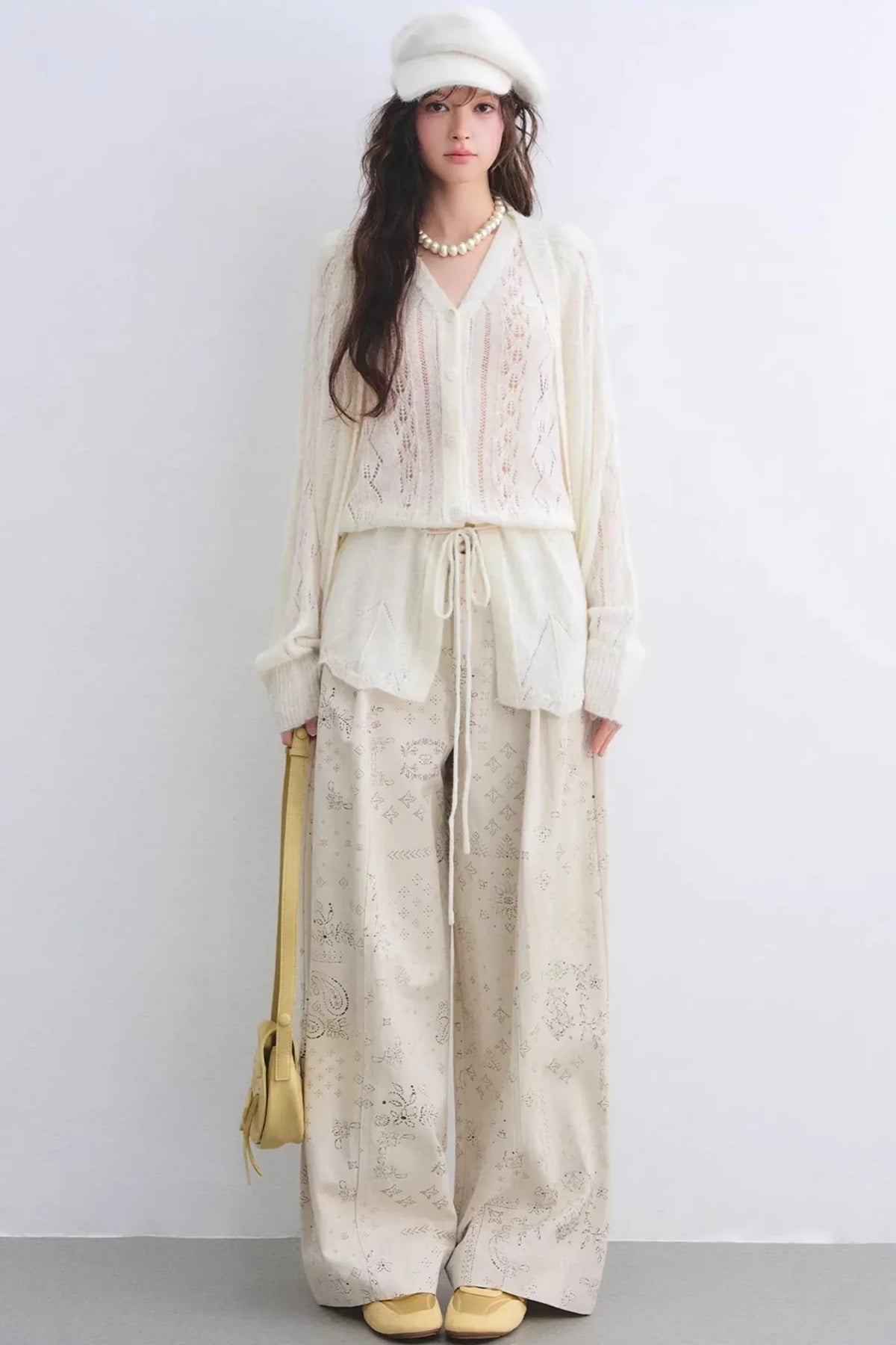Lyocell Paisley Wide-Leg Pants