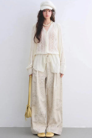 Lyocell Paisley Wide-Leg Pants