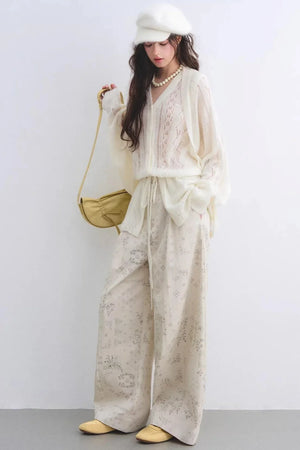 Lyocell Paisley Wide-Leg Pants