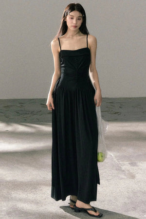 Lyocell Pleated Strap Dress