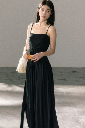 Lyocell Pleated Strap Dress