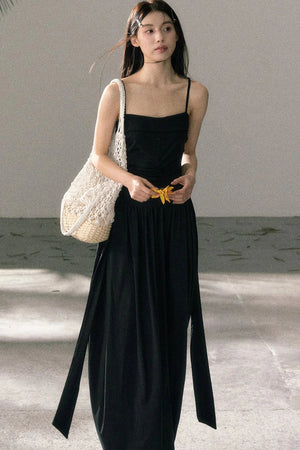 Lyocell Pleated Strap Dress
