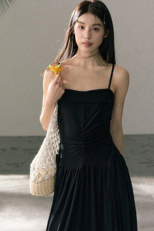 Lyocell Pleated Strap Dress