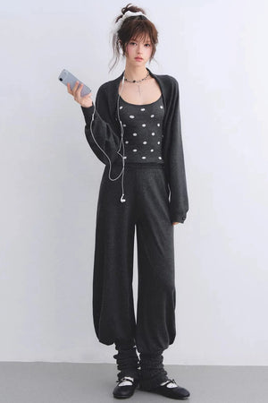 Lyocell Polka Dot Cardigan Camisole Set-Up